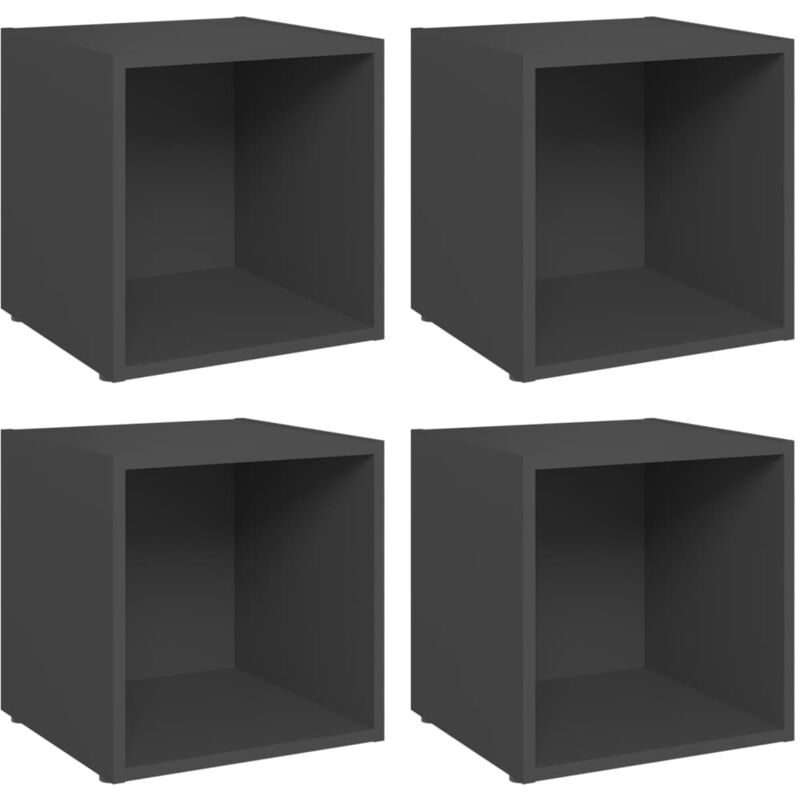 

Muebles para TV 4 uds aglomerado gris 37x35x37 cm