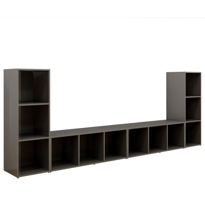 

Muebles para TV 4 uds aglomerado gris brillante 107x35x37 cm - Gris - Vidaxl