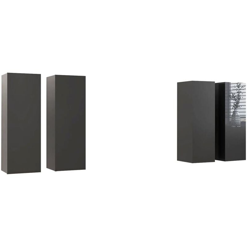 

vidaXL Muebles para TV 4 uds aglomerado gris brillante 30,5x30x90 cm - Gris