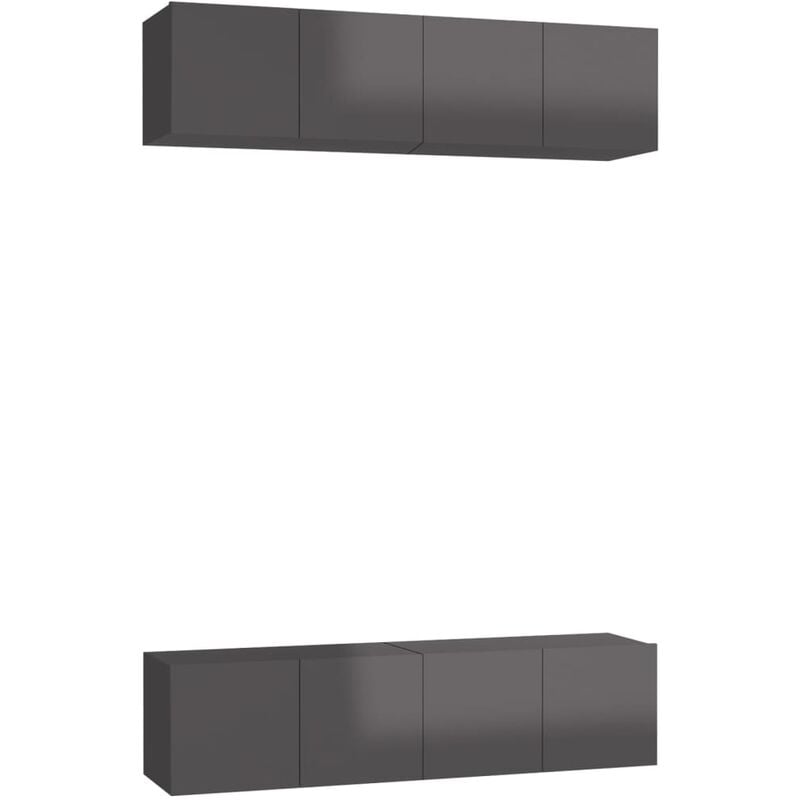 

Muebles para TV 4 uds aglomerado gris brillante 60x30x30 cm - Gris - Vidaxl