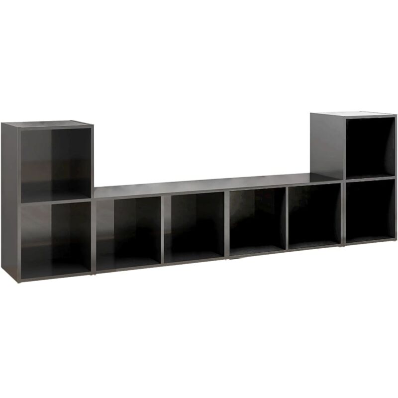 

Muebles para TV 4 uds aglomerado gris brillante 72x35x36,5 cm - Gris - Vidaxl