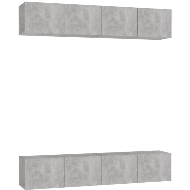 

Muebles para TV 4 uds aglomerado gris hormigón 80x30x30 cm - Gris - Vidaxl