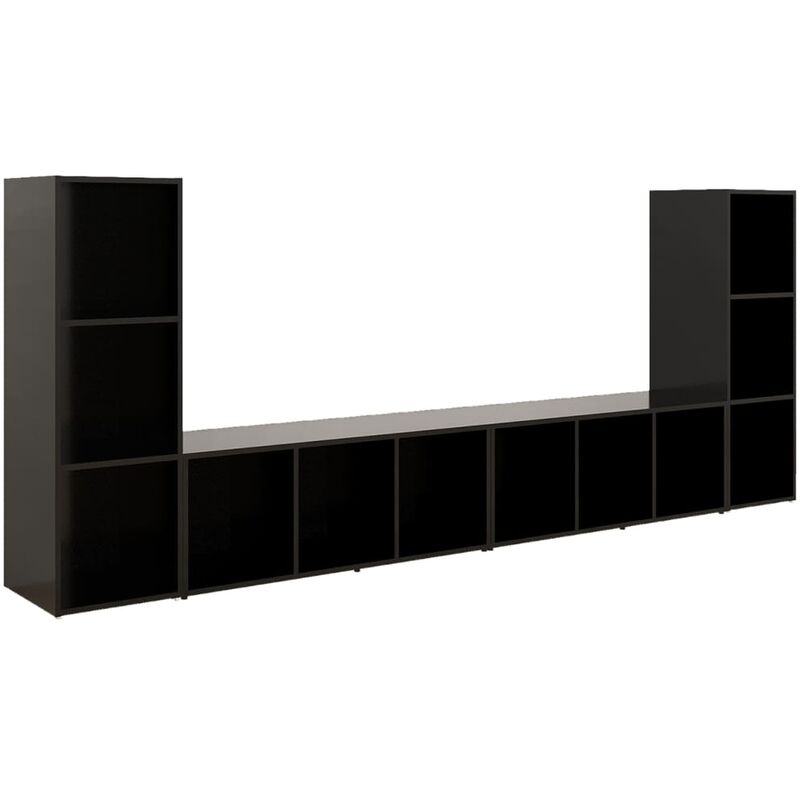 

Muebles para TV 4 uds aglomerado negro 107x35x37 cm - Negro - Vidaxl