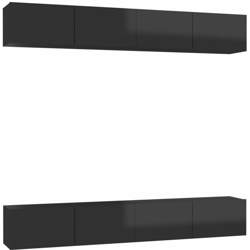 

vidaXL Muebles para TV 4 uds aglomerado negro brillante 100x30x30 cm - Negro