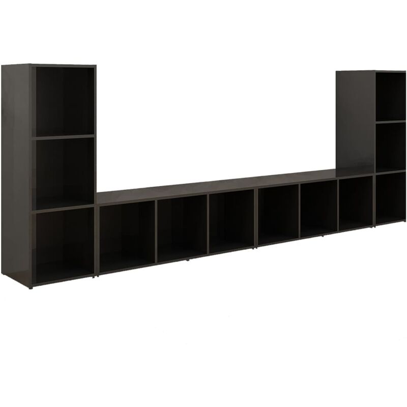 

Muebles para TV 4 uds aglomerado negro brillante 107x35x37 cm - Negro - Vidaxl