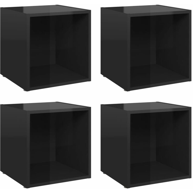 

Muebles para TV 4 uds aglomerado negro brillante 37x35x37 cm - Negro - Vidaxl