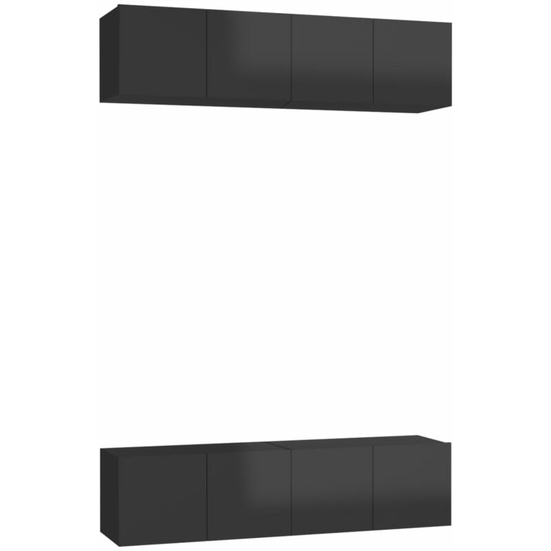 

Vidaxl - Muebles para TV 4 uds aglomerado negro brillante 60x30x30 cm - Negro