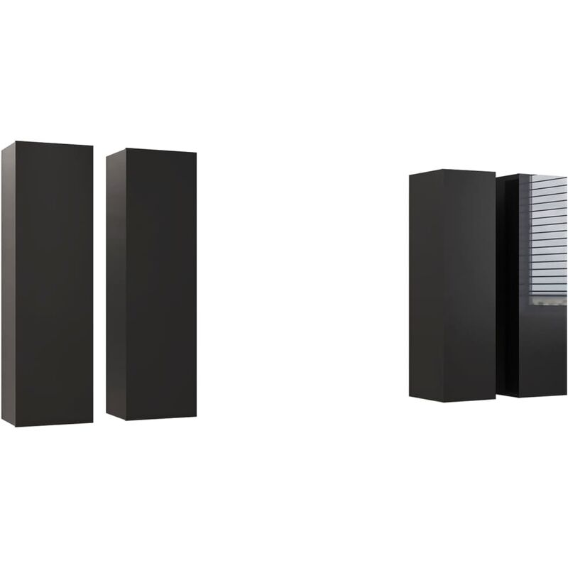

Muebles para TV 4 uds aglomerado negro brillo 30,5x30x110 cm - Negro - Vidaxl