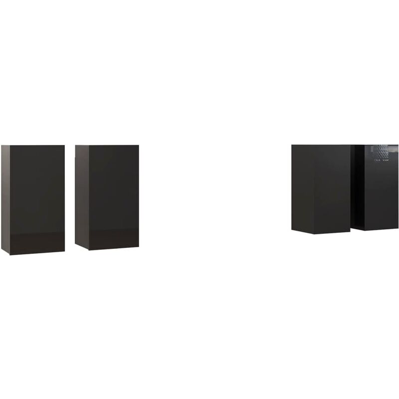 

Vidaxl - Muebles para TV 4 uds aglomerado negro brillo 30,5x30x60 cm - Negro