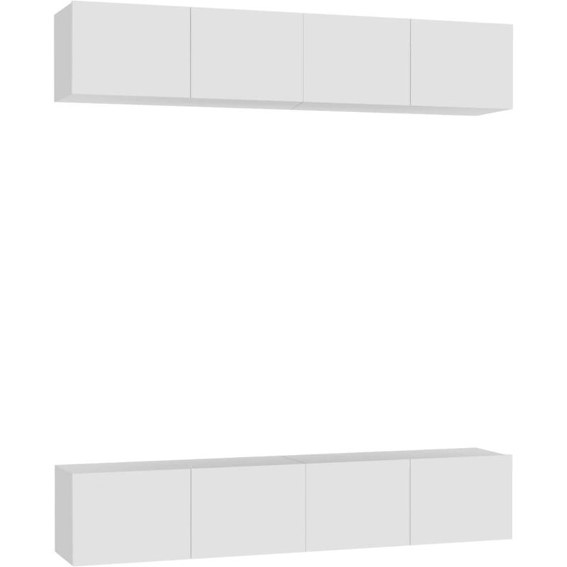 

Muebles para TV 4 unidades aglomerado blanco 80x30x30 cm - Blanco - Vidaxl
