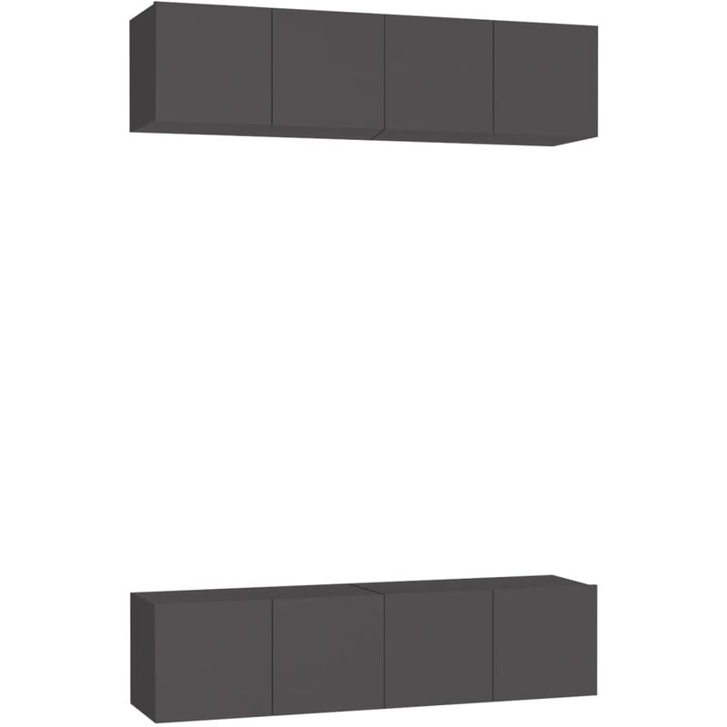 

Vidaxl - Muebles para TV 4 unidades aglomerado gris 60x30x30 cm - Gris
