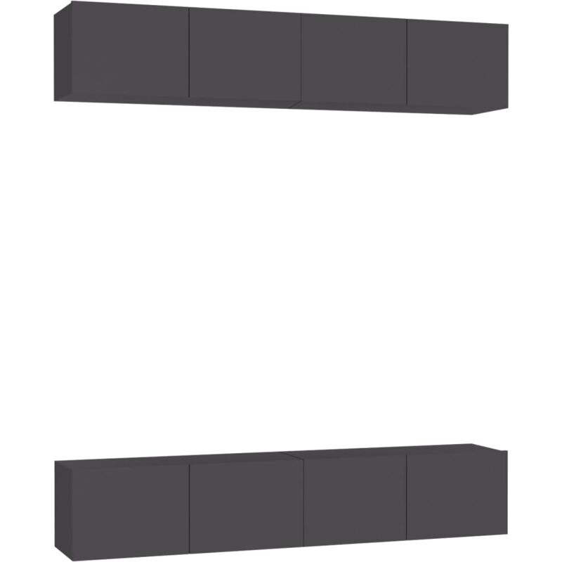 

vidaXL Muebles para TV 4 unidades aglomerado gris 80x30x30 cm - Gris