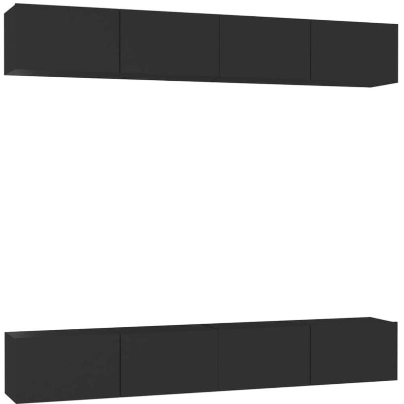 

Muebles para TV 4 unidades aglomerado negro 100x30x30 cm - Negro - Vidaxl