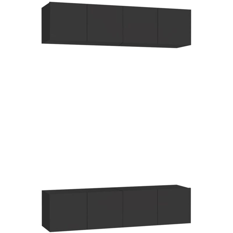 

Muebles para TV 4 unidades aglomerado negro 60x30x30 cm - Negro - Vidaxl
