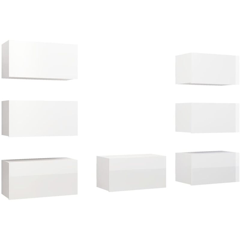 

Muebles para TV 7 uds aglomerado blanco brillante 30,5x30x60 cm - Blanco - Vidaxl