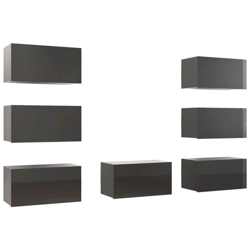 

Muebles para TV 7 uds aglomerado gris brillante 30,5x30x60 cm - Gris - Vidaxl