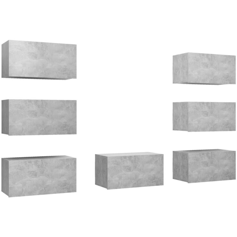 

Muebles para TV 7 uds aglomerado gris hormigón 30,5x30x60 cm - Gris - Vidaxl