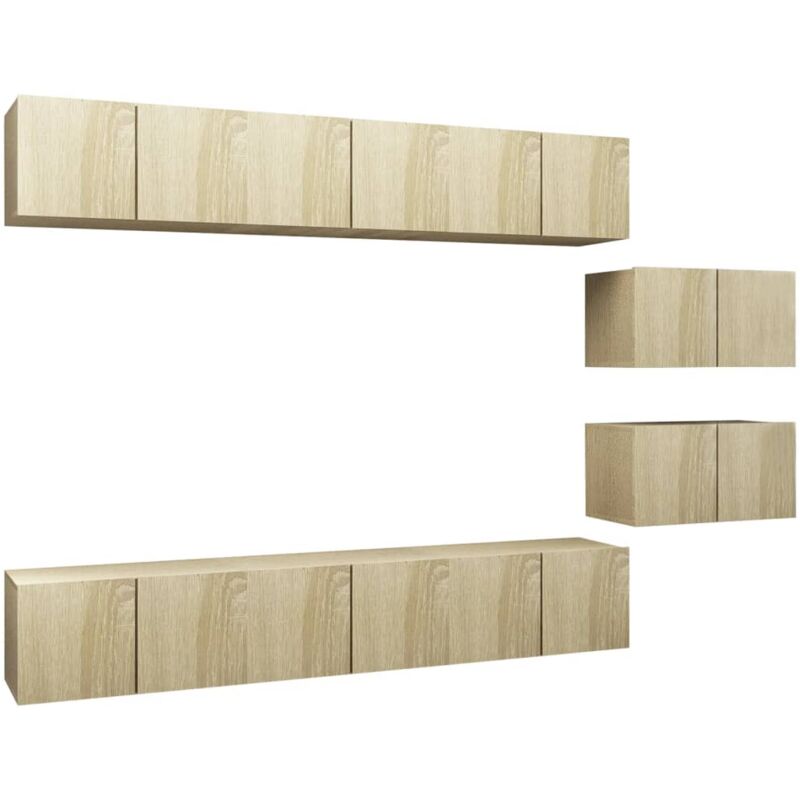 

Muebles para TV 8 piezas aglomerado color roble Sonoma - Marrón - Vidaxl