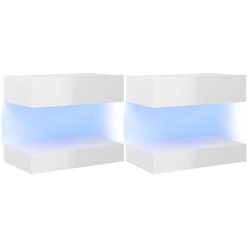 

vidaXL Muebles para TV con luces LED 2 uds blanco brillante 60x35 cm - Blanco