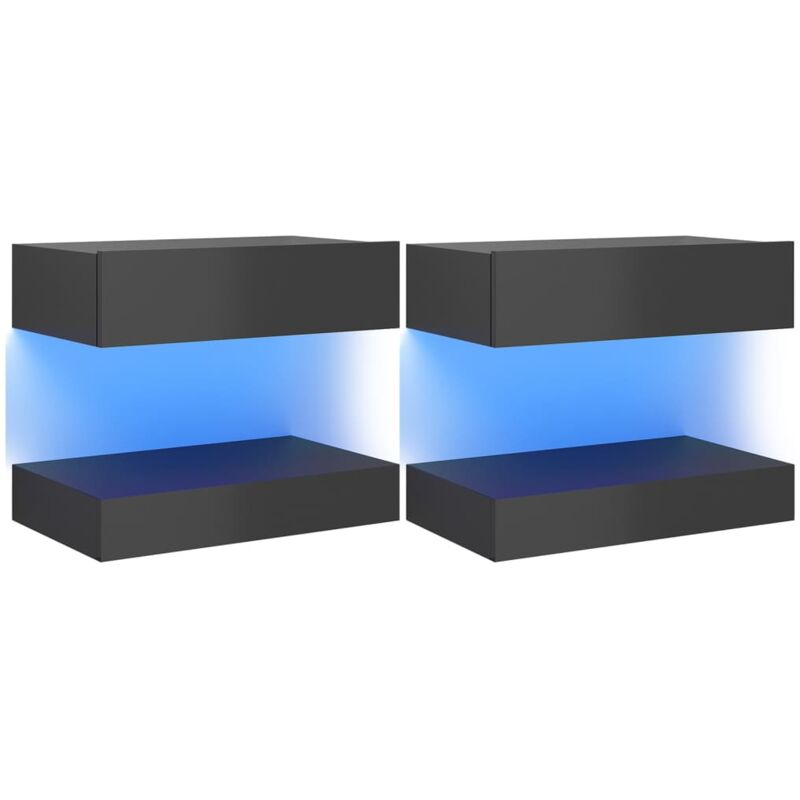 

vidaXL Muebles para TV con luces LED 2 uds gris brillante 60x35 cm - Gris