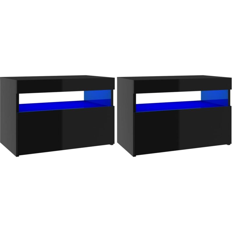 

Vidaxl - Muebles para TV con luces LED 2 uds negro brillante 60x35x40 cm - Negro