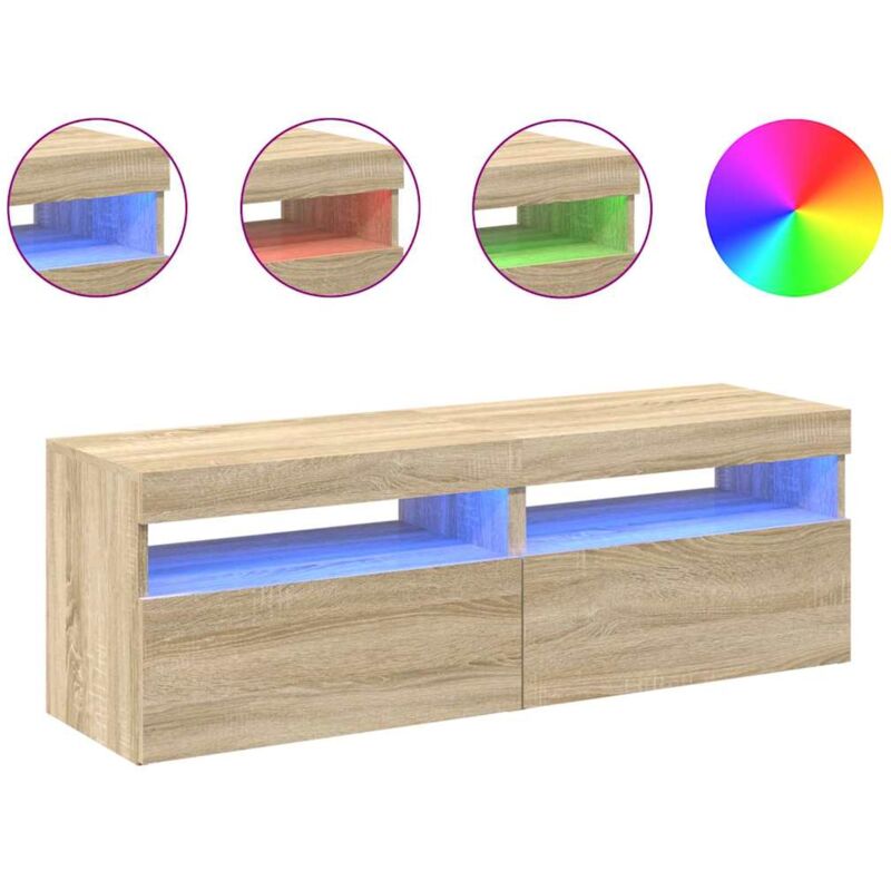 

vidaXL Muebles para TV con luces LED 2 uds roble Sonoma 60x35x40 cm - Marrón