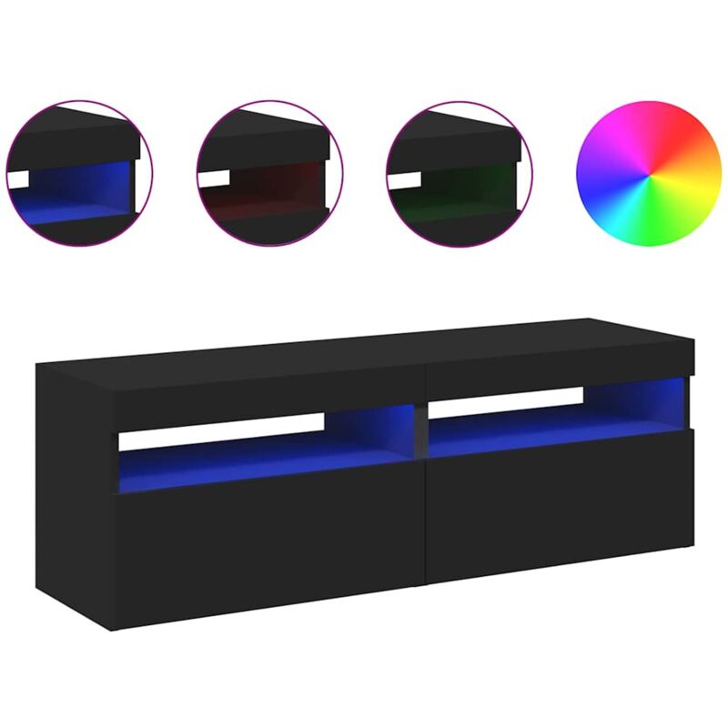 

vidaXL Muebles para TV con luces LED 2 unidades negro 60x35x40 cm - Negro