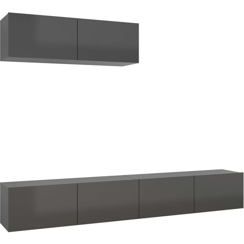 

Muebles para TV de 3 piezas aglomerado gris brillante - Gris - Vidaxl