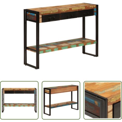 vidaXL Muebles sostenibles -  Mesa consola madera maciza reciclada 110x30x76 cm