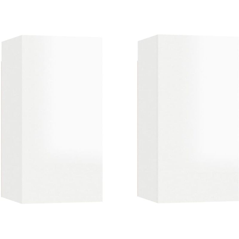 

vidaXL Muebles TV 2 uds aglomerado blanco brillante 30,5x30x60 cm - Blanco