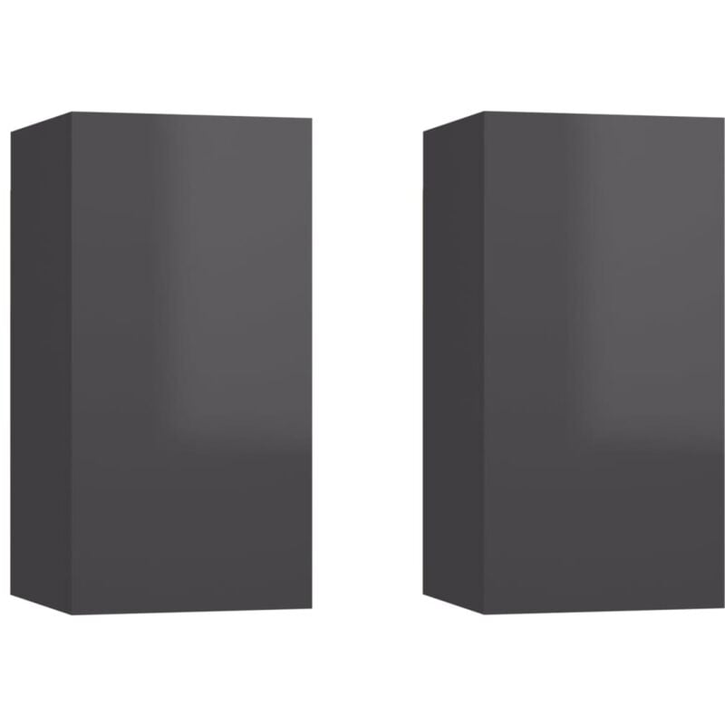 

Muebles TV 2 uds aglomerado gris brillante 30,5x30x60 cm - Gris - Vidaxl