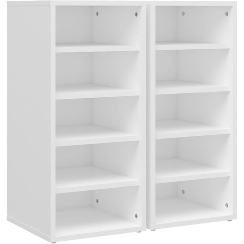 

vidaXL Muebles zapateros 2 uds aglomerado blanco 31,5x35x70 cm - Blanco