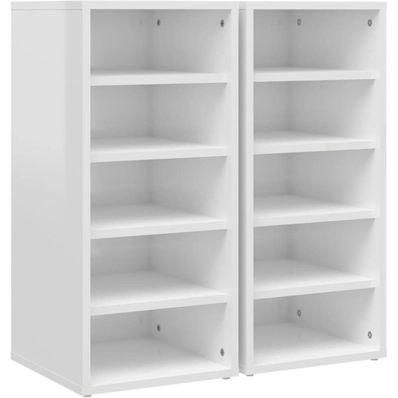 

vidaXL Muebles zapateros 2 uds aglomerado blanco con brillo 31,5x35x70 cm - Blanco