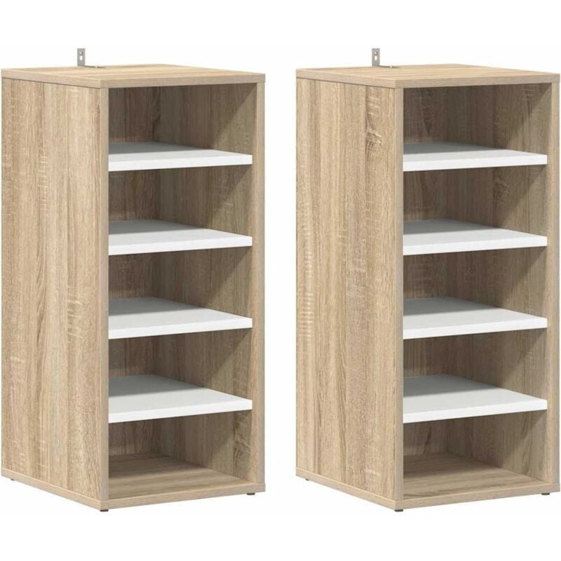 

vidaXL Muebles zapateros 2 uds aglomerado blanco roble 31,5x35x70 cm - Beige