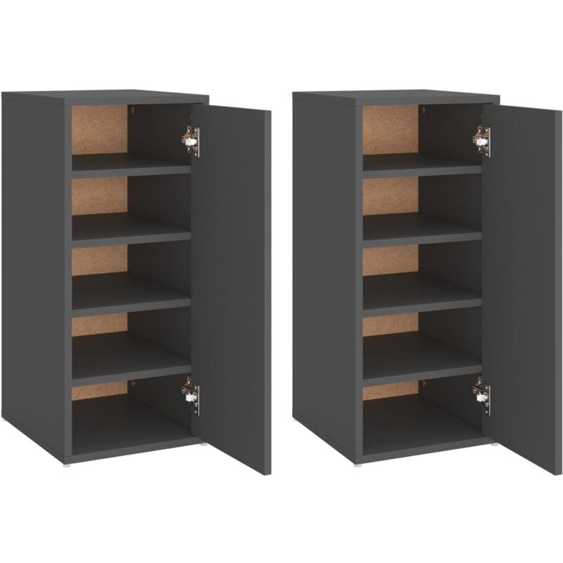 

vidaXL Muebles zapateros 2 uds aglomerado gris 32x35x70 cm - Gris