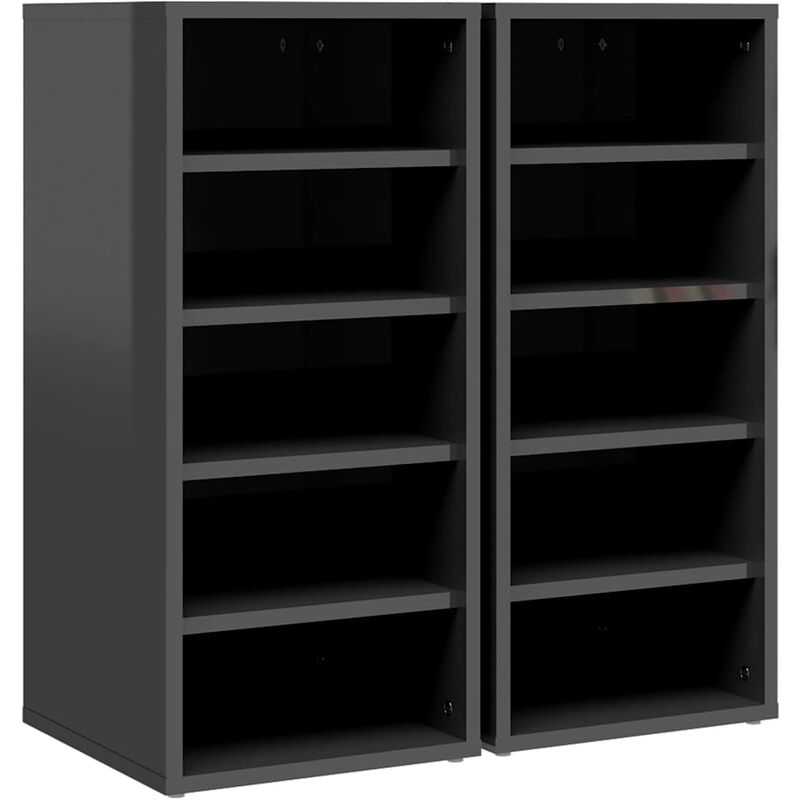 

vidaXL Muebles zapateros 2 uds aglomerado gris brillante 31,5x35x70 cm - Gris