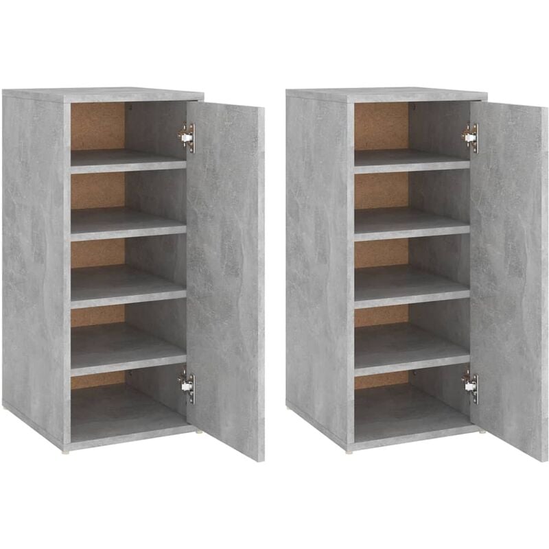 

Muebles zapateros 2 uds aglomerado gris hormigón 32x35x70 cm - Gris - Vidaxl