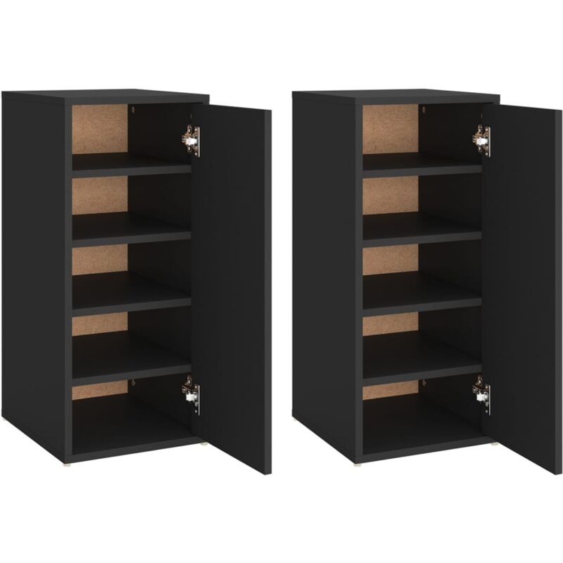 

vidaXL Muebles zapateros 2 uds aglomerado negro 32x35x70 cm - Negro