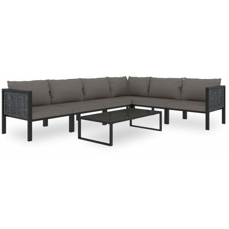 

Mueblesde jardín 7 pzas y cojines ratán sintético antracita - Antracita - Vidaxl
