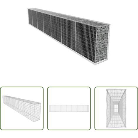 vidaXL Muro de contención -  Muro de gaviones con cubierta acero galvanizado 600x50x100 cm