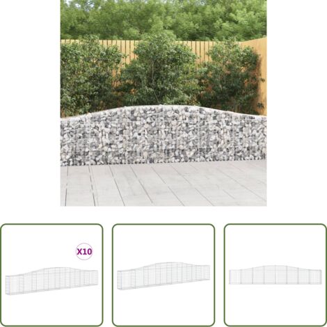vidaXL Muro di contenimento -  Cesti Gabbioni ad Arco 10 pz 400x30x60/80 cm Ferro Zincato