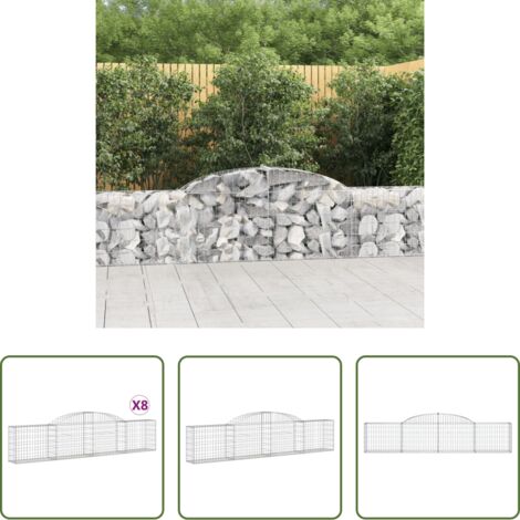 vidaXL Muro di contenimento -  Cesti Gabbioni ad Arco 8 pz 300x30x60/80 cm Ferro Zincato