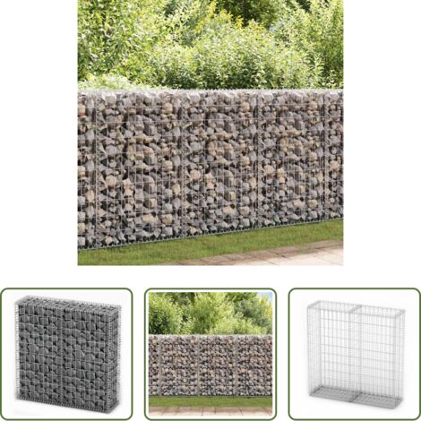 vidaXL Muro di sostegno - Cesto Gabbione con Coperchio in Filo Zincato 100 x 100 x 30 cm