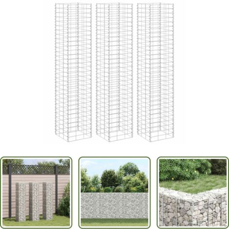 vidaXL Muro di sostegno -  Fioriere Rialzate a Gabbione 3 pz 30x30x150 cm in Ferro