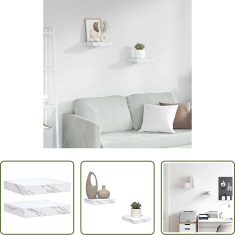 vidaXL Muro -  Scaffale da parete 2 pcs Marmo Bianco 23 x 23,5 x 4 cm