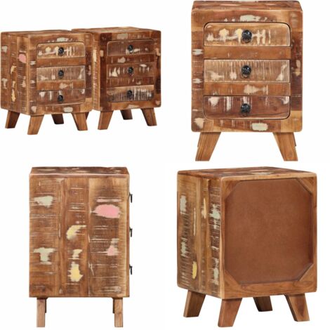 vidaXL Nachttisch 2 Stk. 37x32x50 cm Altholz Massivholz