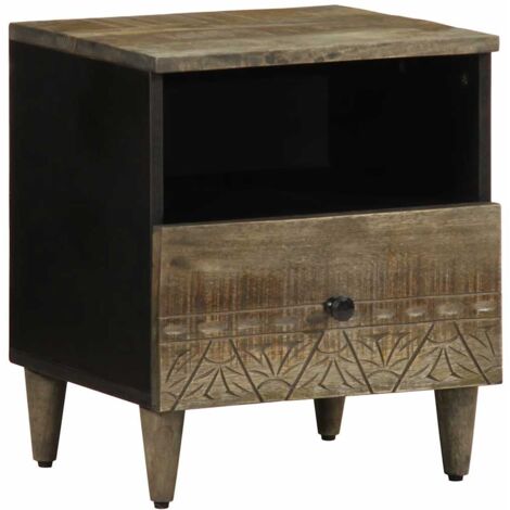 vidaXL Nachttisch Hellgrau 40x33x46 cm Massivholz Mango