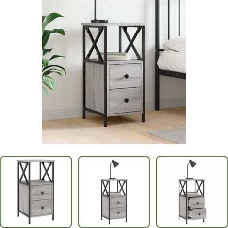 vidaXL Nachttisch mit Beinen -  Nachttisch Grau Sonoma-Eiche 34x35,5x70 cm Holzwerkstoff