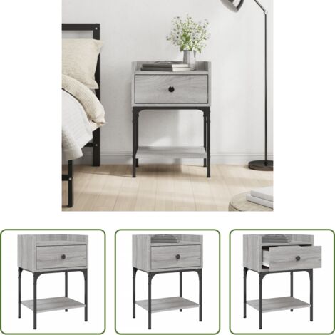 vidaXL Nachttisch mit Beinen -  Nachttisch Grau Sonoma-Eiche 40,5x31x60 cm Holzwerkstoff