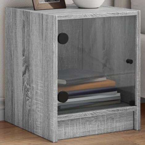 vidaXL Nachttisch mit Glasschrank Sonoma Grau 35x37x42 cm